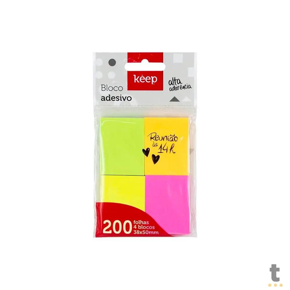 Bloco Adesivo com 4 Cores Neon 4x50 Folhas Keep - EI012 Truedata